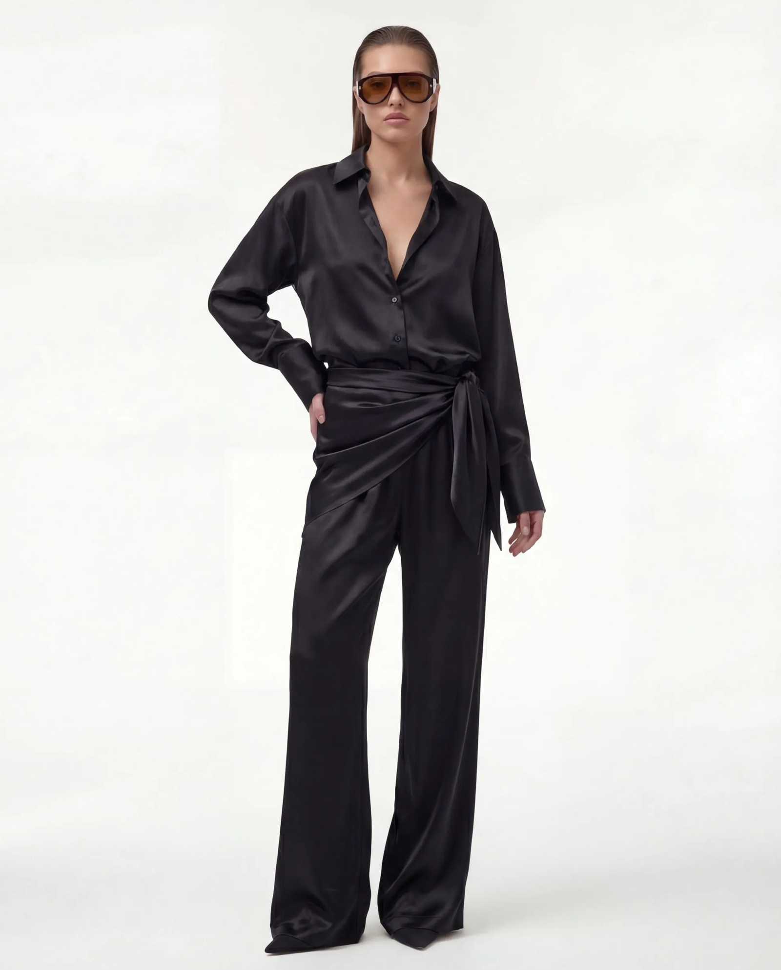 Czarna koszula z jedwabiu Silence - Image #2