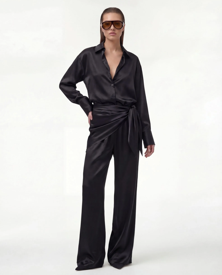 Czarna koszula z jedwabiu Silence - Image #2