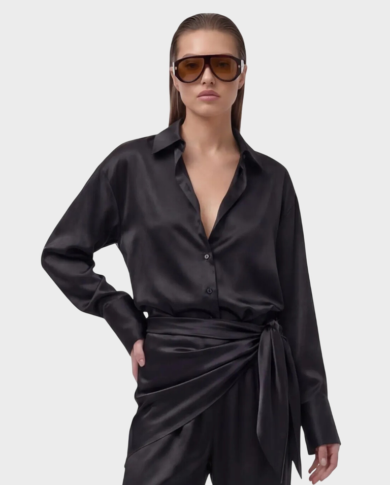 Czarna koszula z jedwabiu Silence