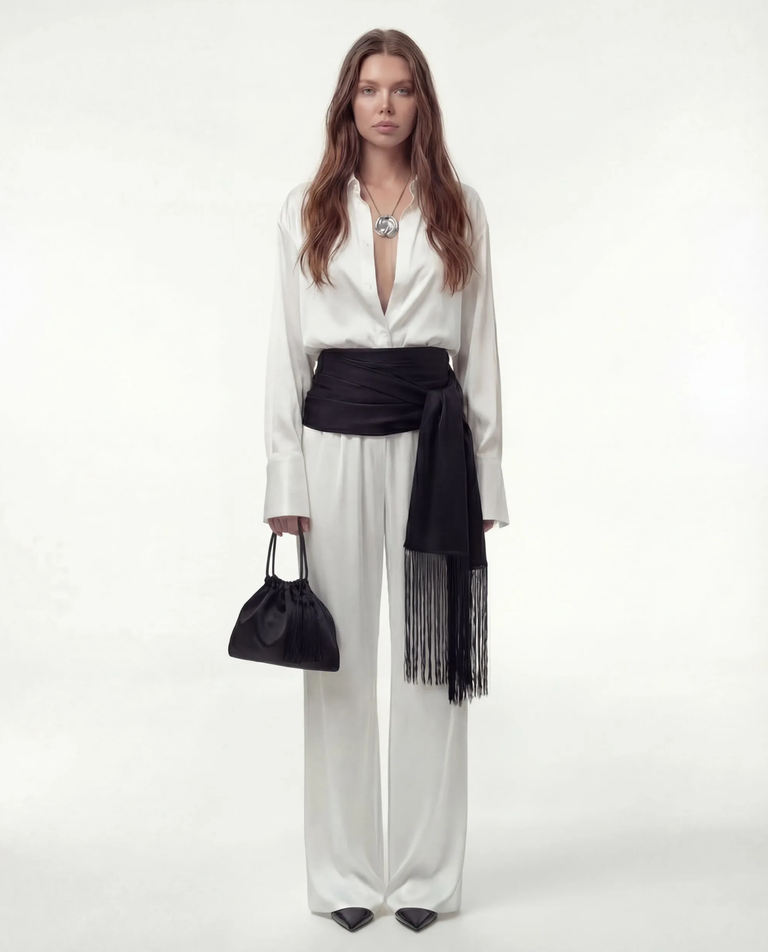 Biała koszula z jedwabiu Silence - Image #2