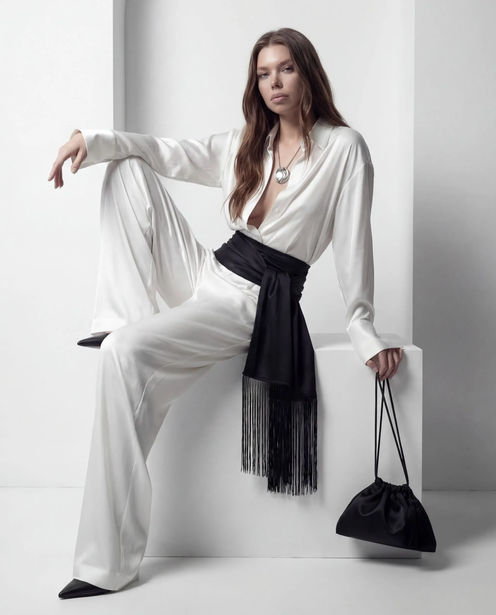 Biała koszula z jedwabiu Silence - Image #3