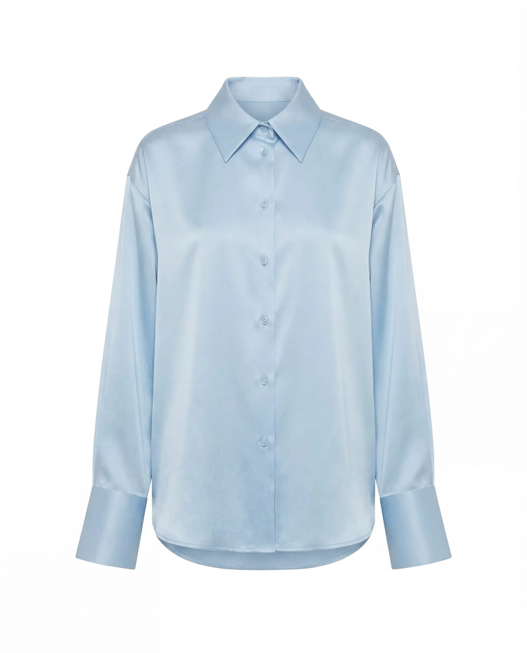 Błękitna koszula z jedwabiu Silence