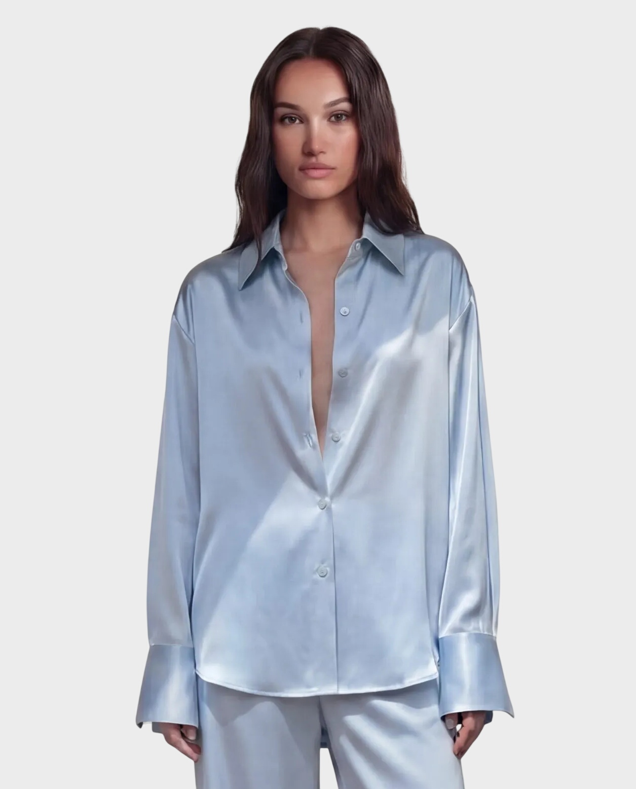 Błękitna koszula z jedwabiu Silence - Image #0