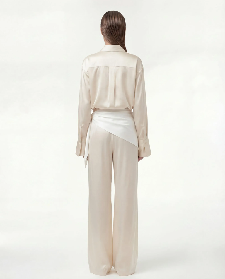 Kremowa koszula z jedwabiu Silence - Image #3