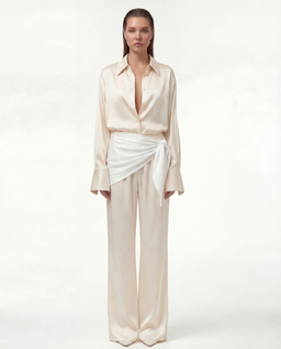 Kremowa koszula z jedwabiu Silence - Image #2