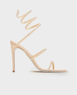 Beżowe sandały na szpilce z kryształkami - Image #0