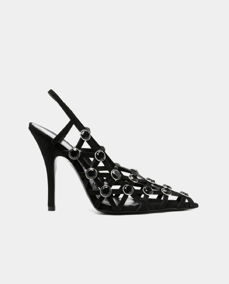 Czarne czółenka na szpilce Grid