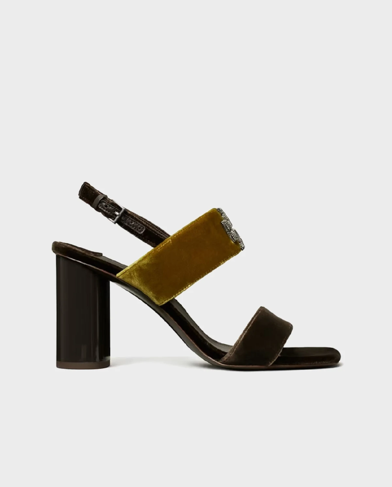 Aksamitne sandały na obcasie Eleanor Pavé