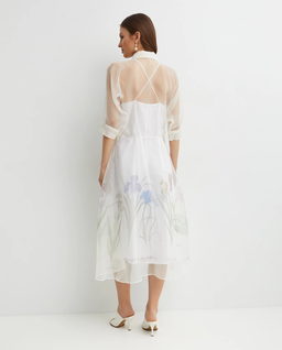 Biała sukienka midi z kwiatowym motywem - Image #2