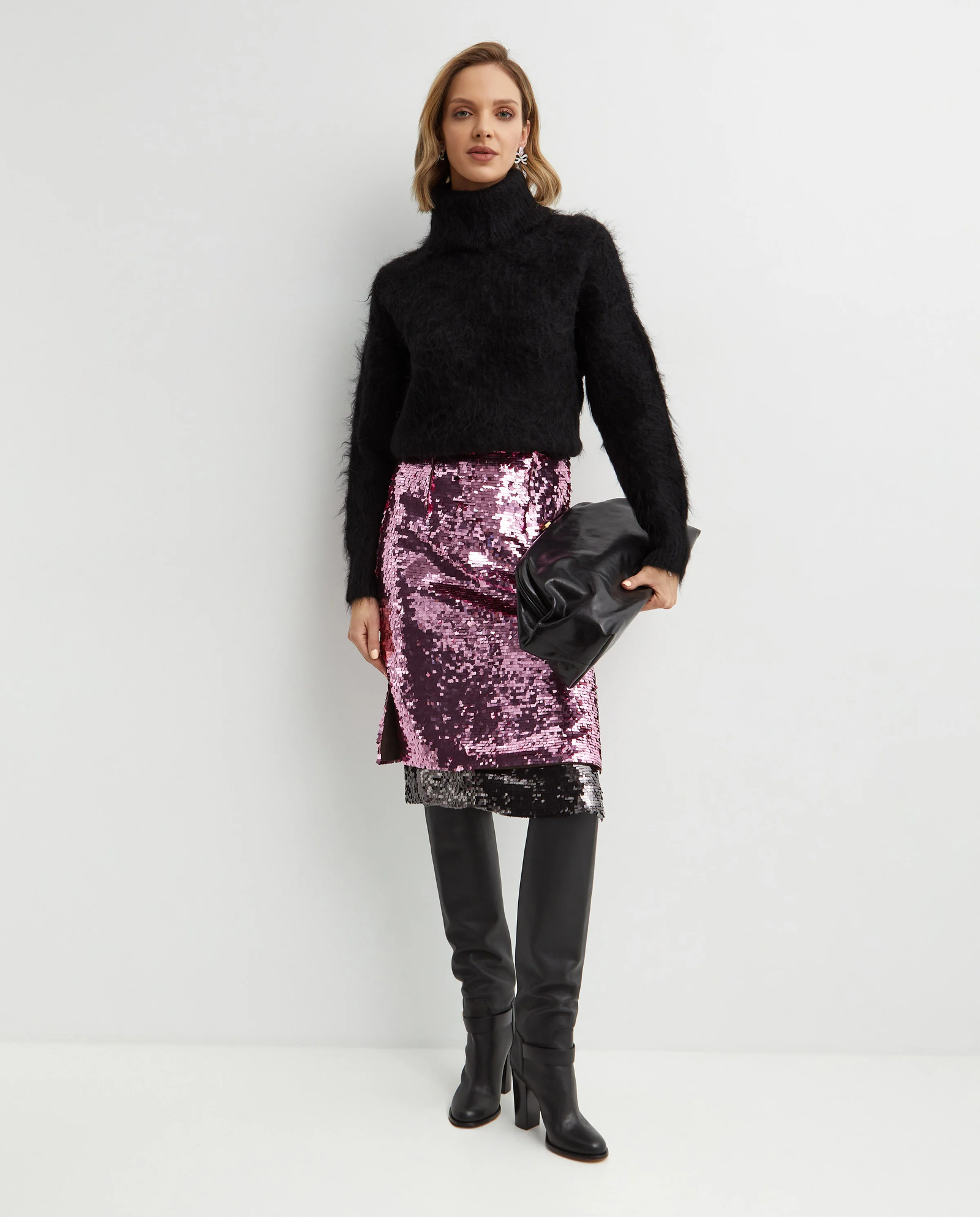 Różowa cekinowa spódnica midi Nyla - Image #2