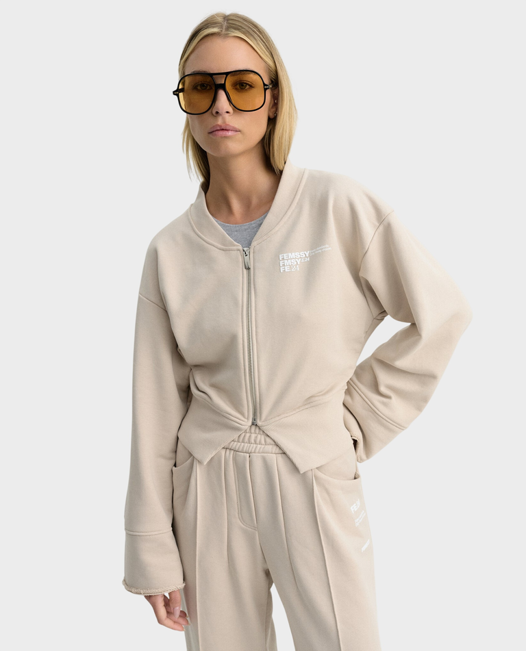 Beżowa bluza z rozcięciem Sculp