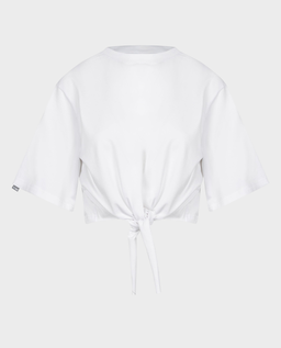 Biały t-shirt z wiązaniem Nela - Image #0