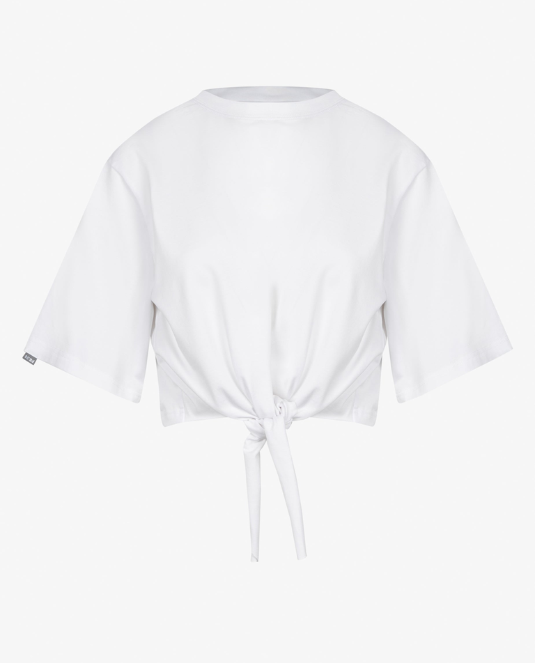 Biały t-shirt z wiązaniem Nela - Image #2