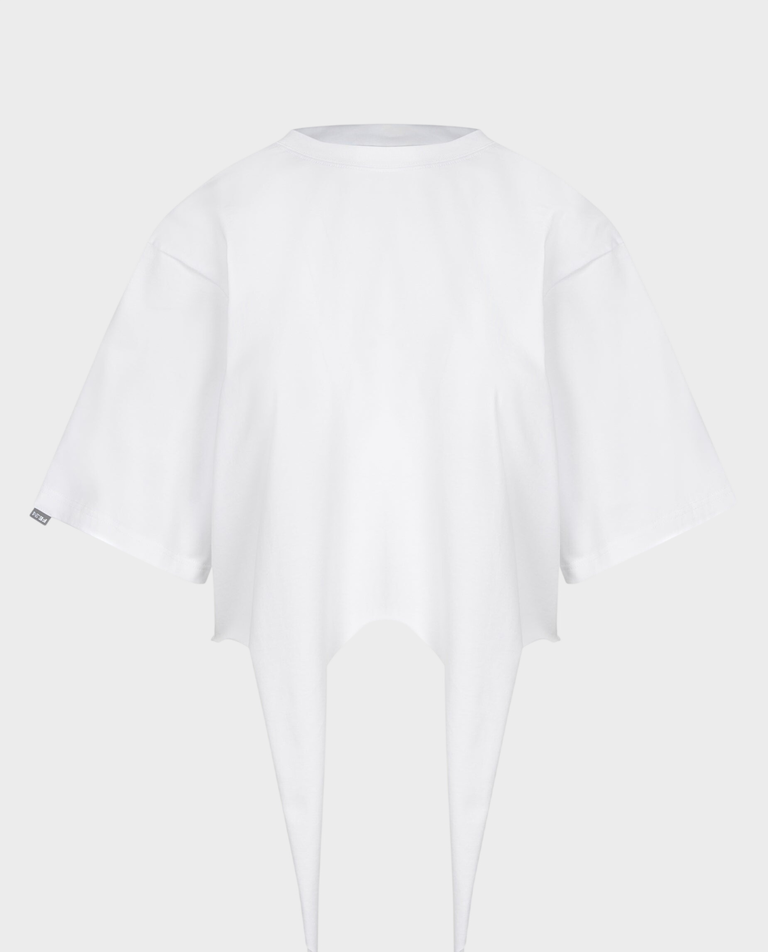 Biały t-shirt z wiązaniem Nela