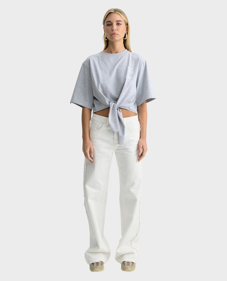 Szary t-shirt z wiązaniem Nela