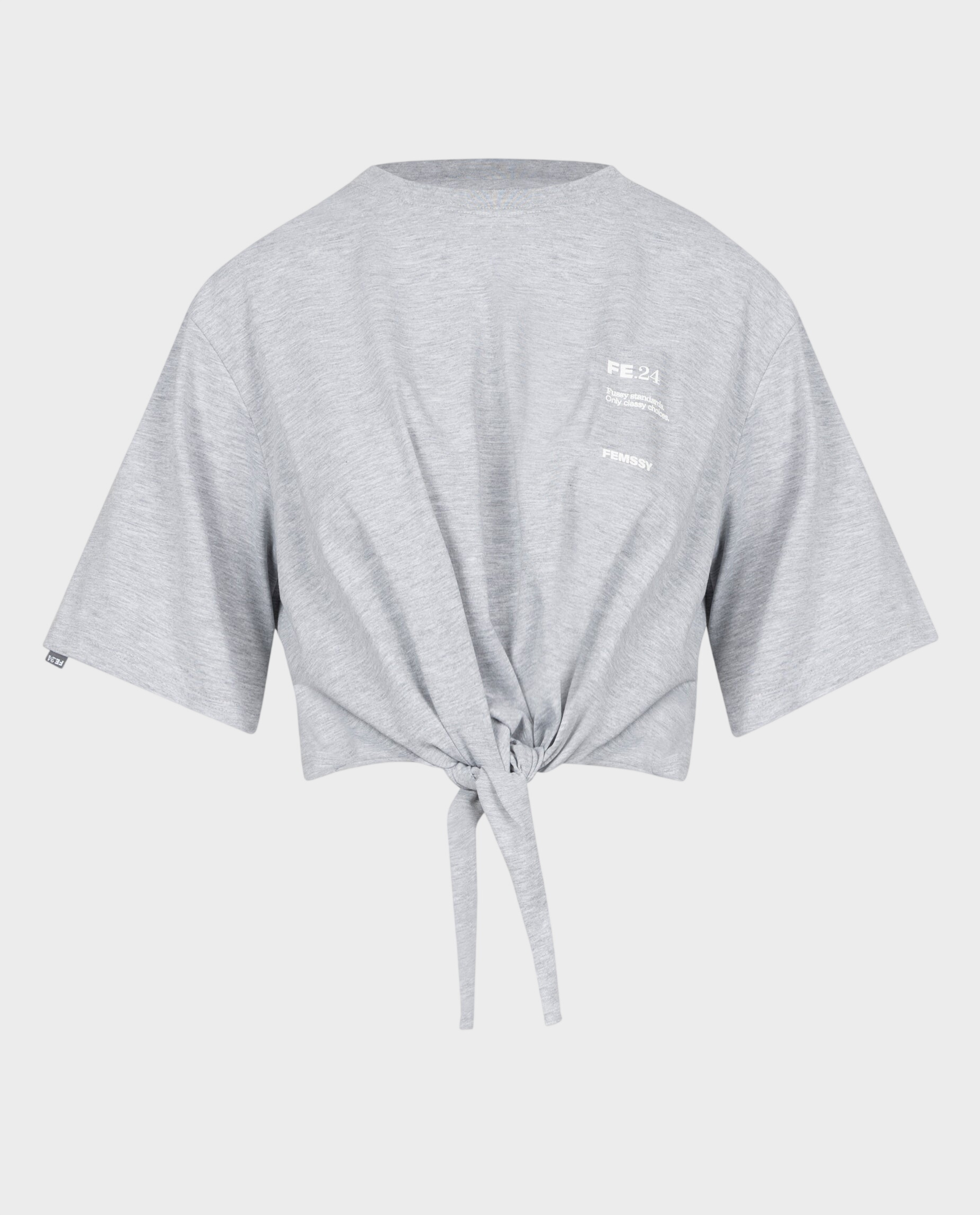 Szary t-shirt z wiązaniem Nela - Image #0