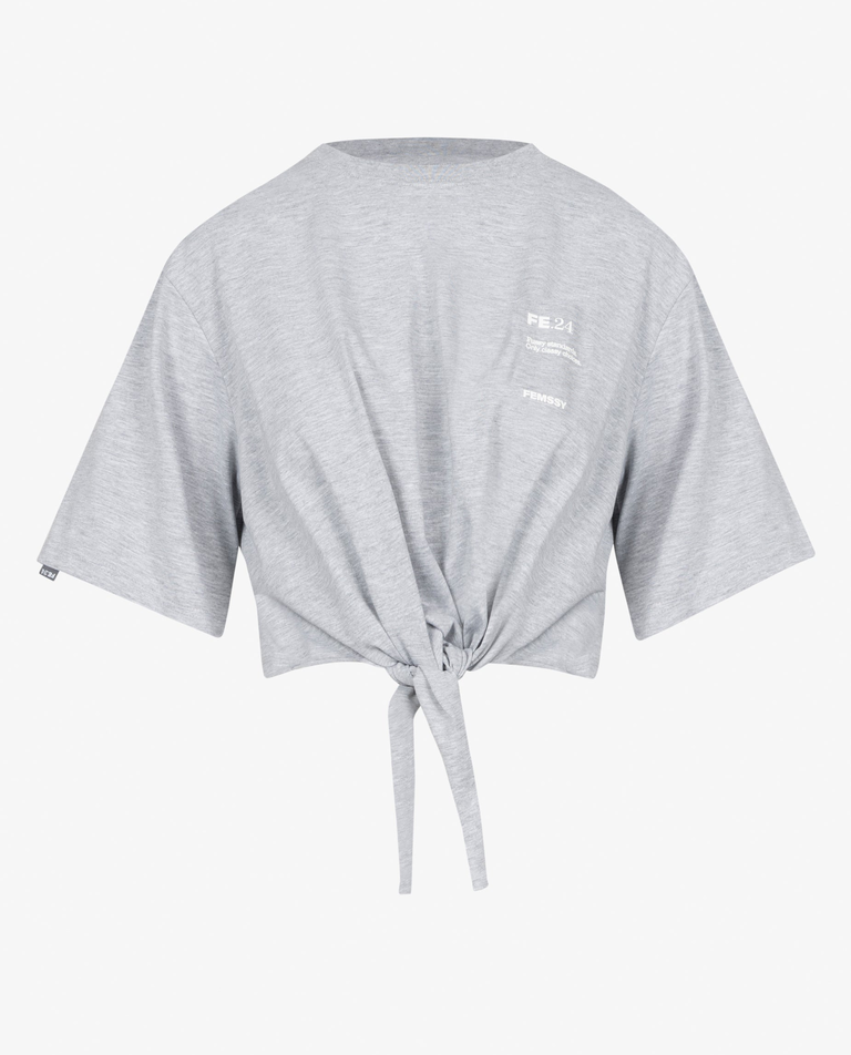 Szary t-shirt z wiązaniem Nela - Image #3