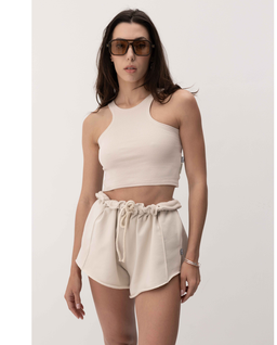 Beżowy top o krótkim kroju Midline - Image #1