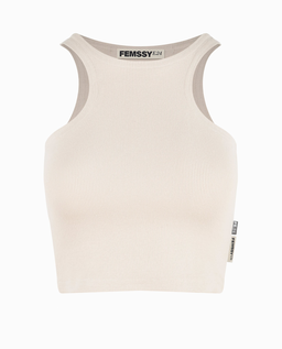 Beżowy top o krótkim kroju Midline - Image #5