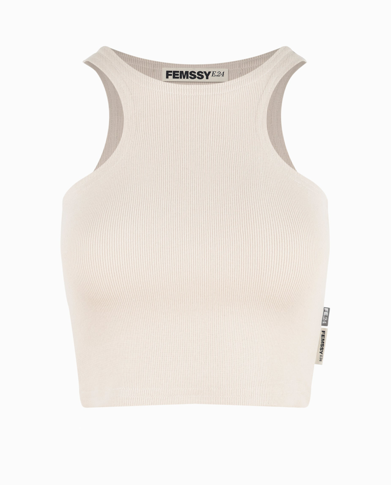 Beżowy top o krótkim kroju Midline - Image #5