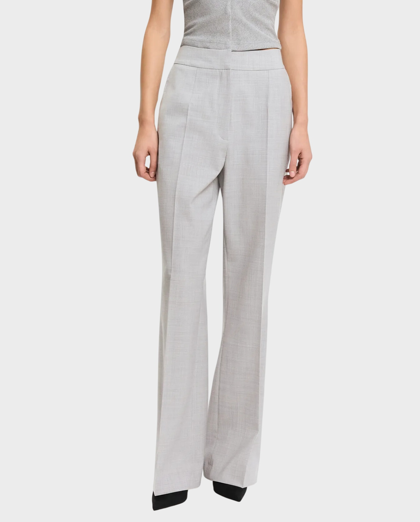 Jasnoszare spodnie z wysokim stanem - Image #0