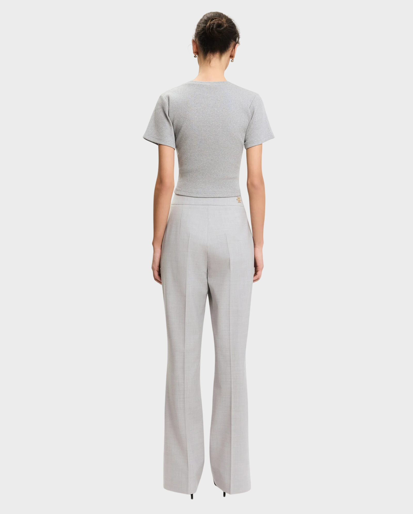 Jasnoszare spodnie z wysokim stanem - Image #3