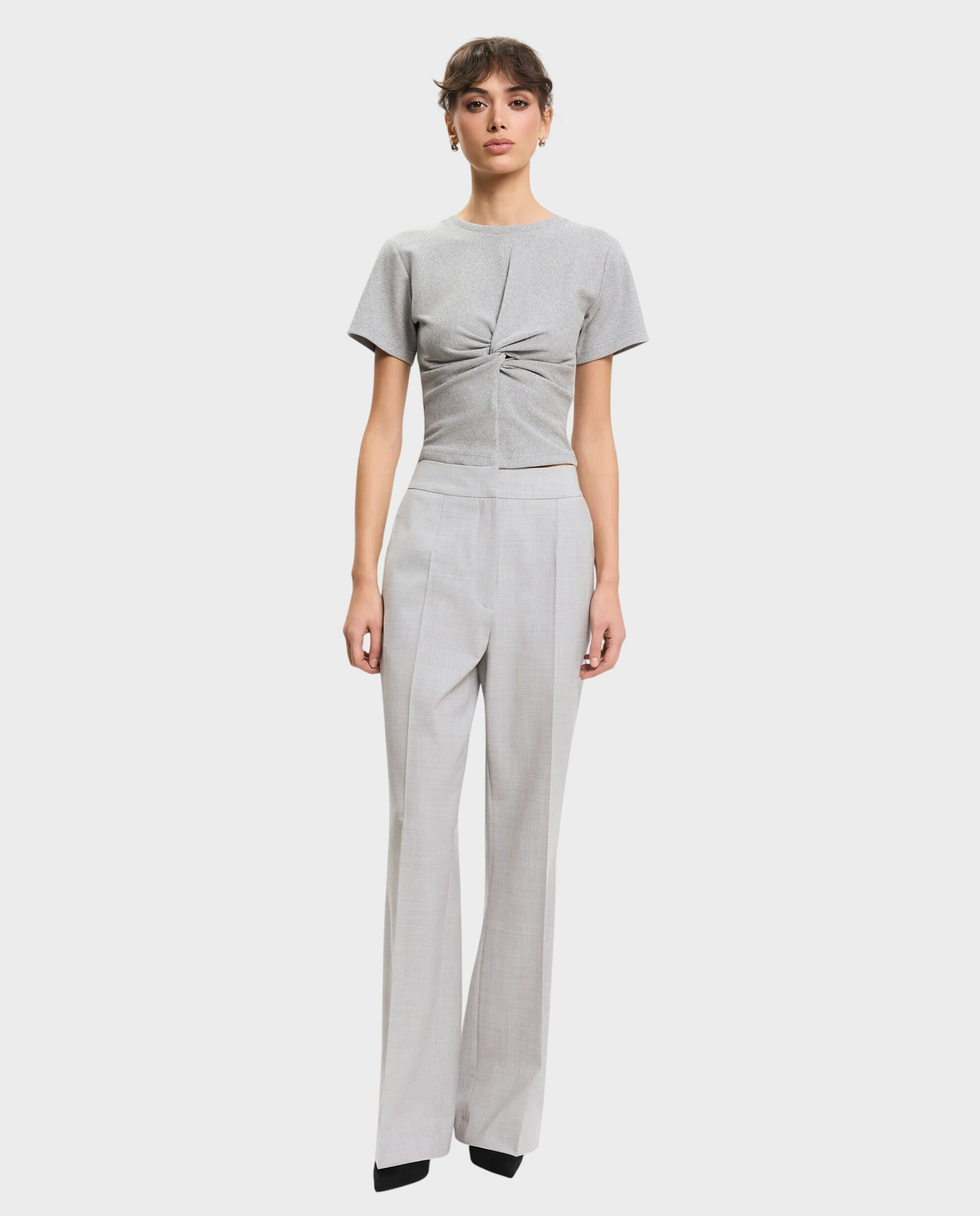 Jasnoszare spodnie z wysokim stanem - Image #2