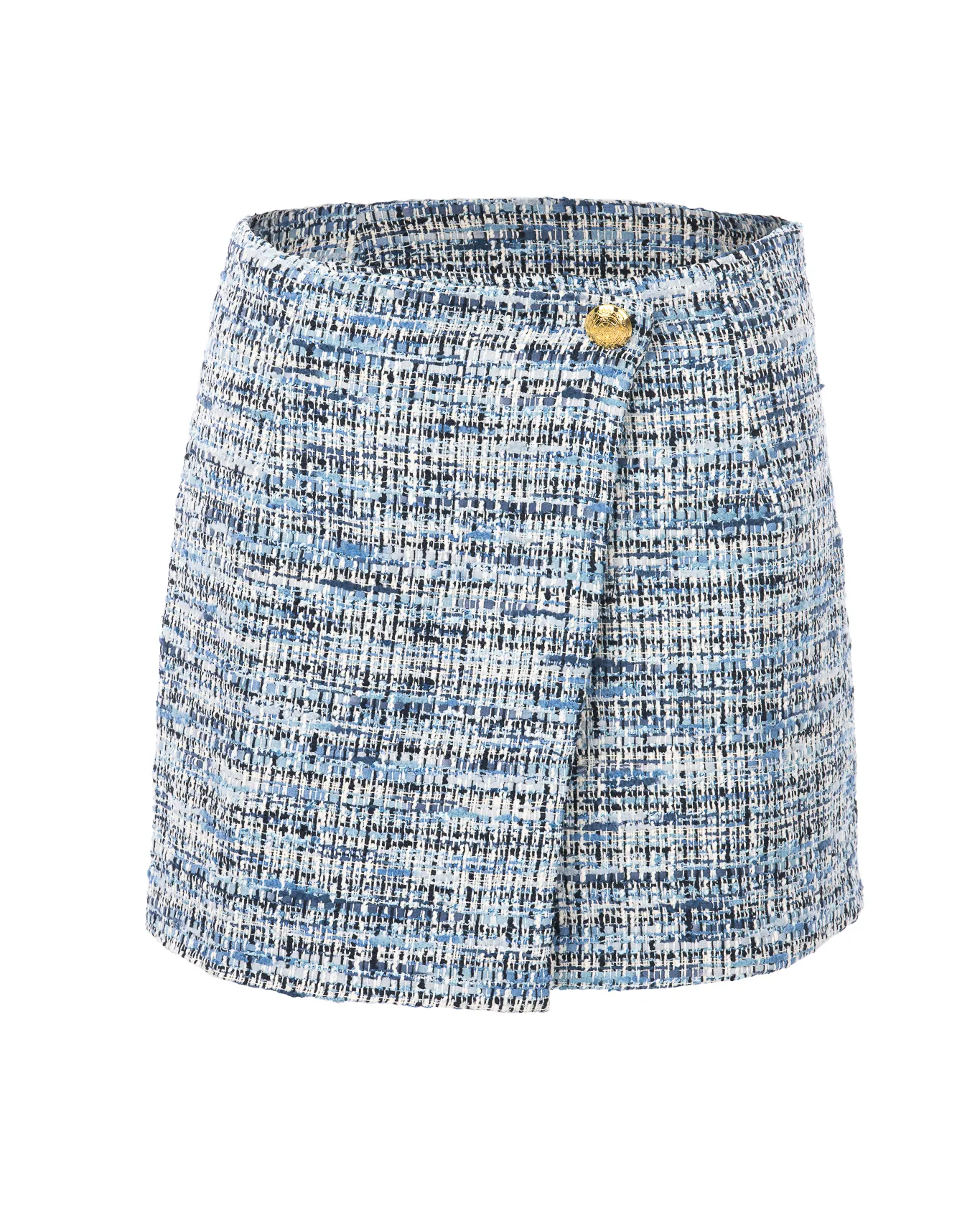 Niebieska tweedowa mini spódniczka - Image #1
