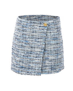 Niebieska tweedowa mini spódniczka - Image #1
