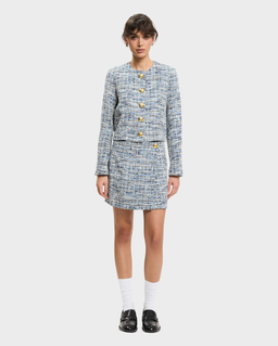 Niebieska tweedowa mini spódniczka - Image #2