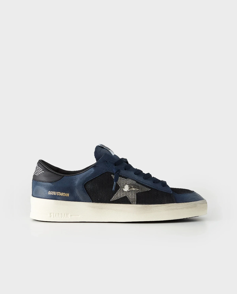 Granatowe sneakersy Stardan ze srebrną gwiazdą
