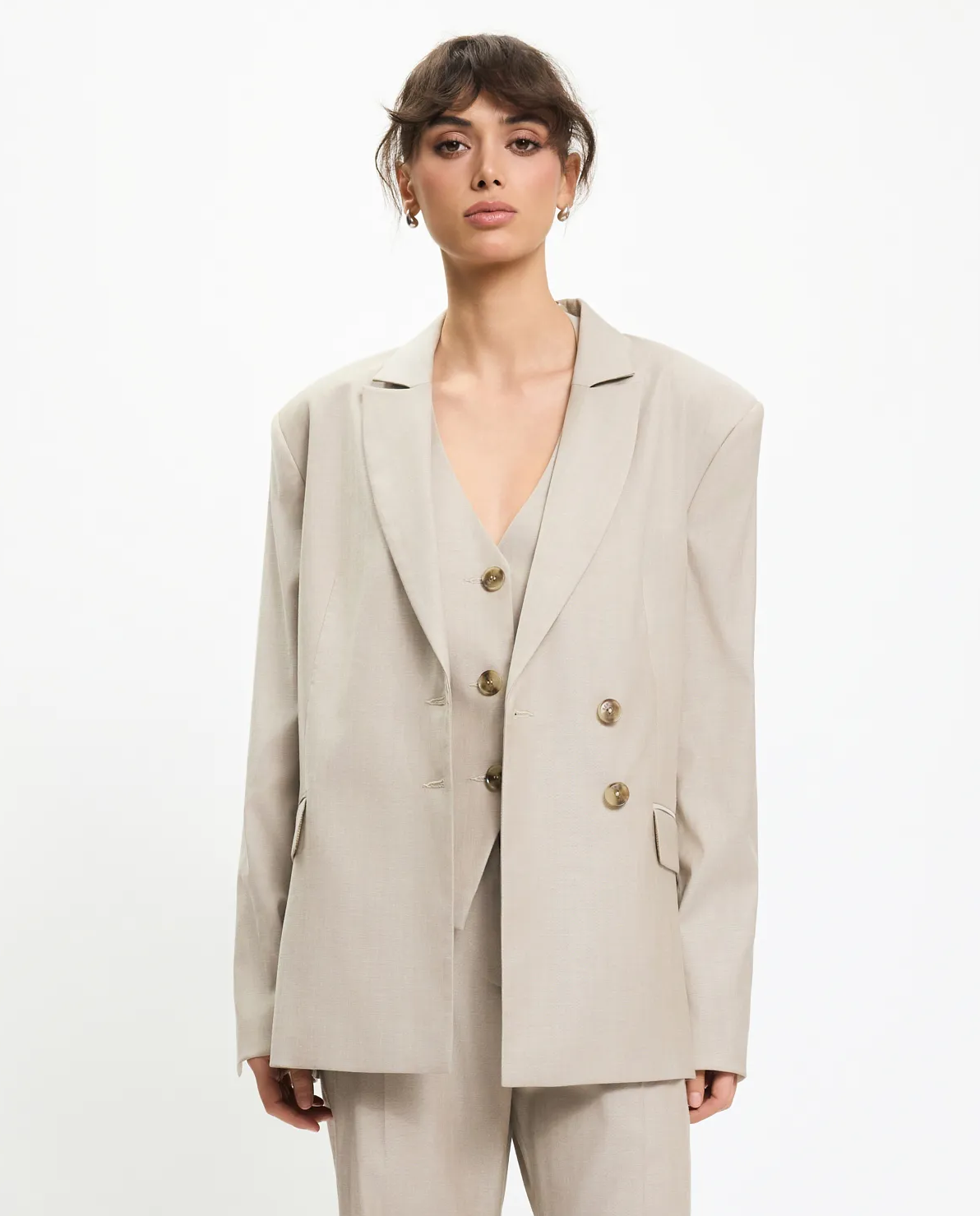 Beżowa marynarka z wełny i wiskozy - Image #0