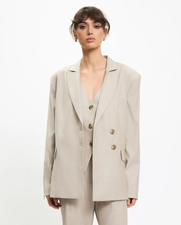 Beżowa marynarka z wełny i wiskozy - Image #0