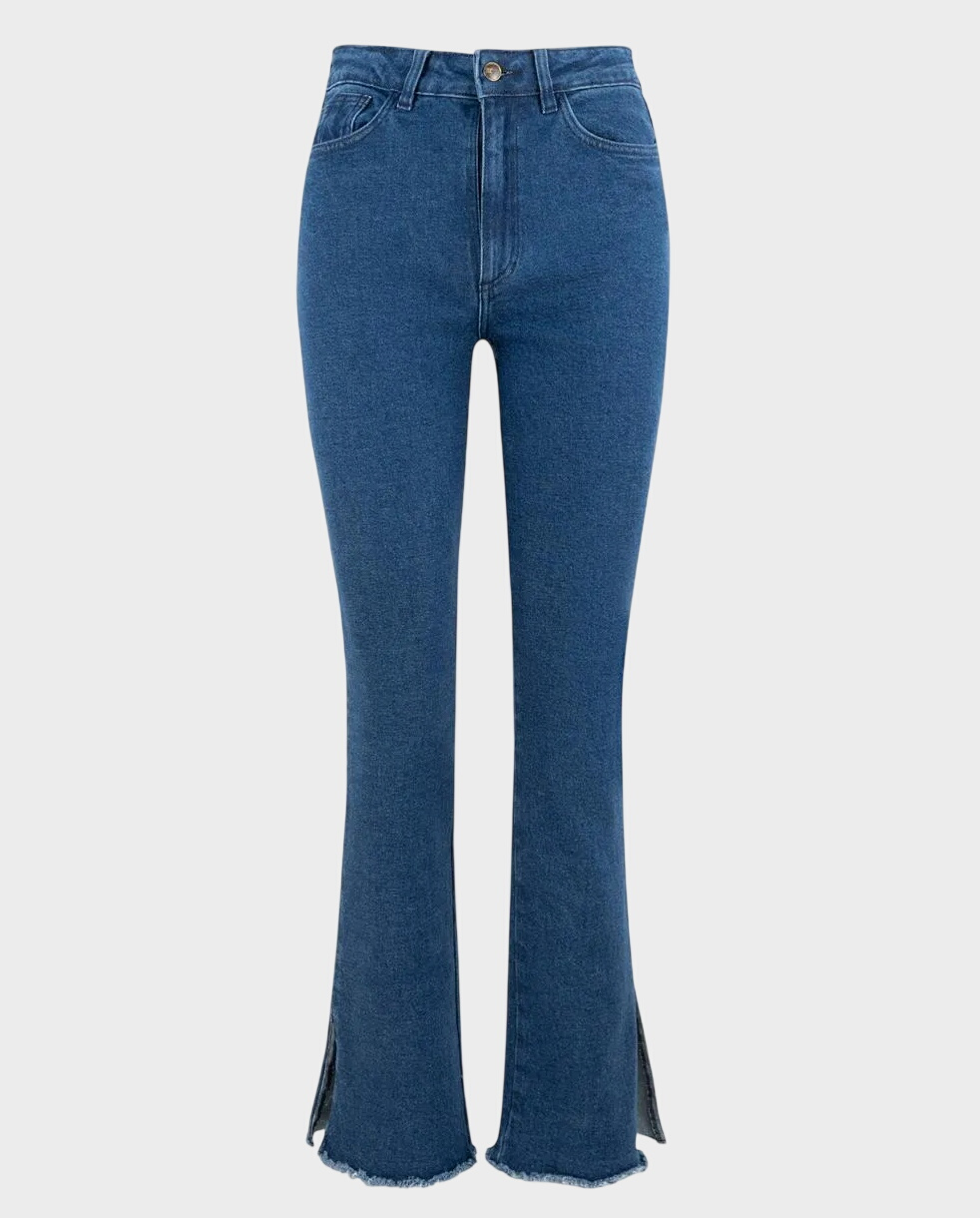 Granatowe jeansy z szeroką nogawką - Image #1