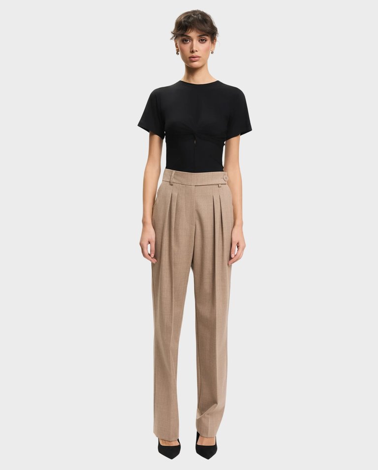 Karmelowe spodnie materiałowe - Image #2