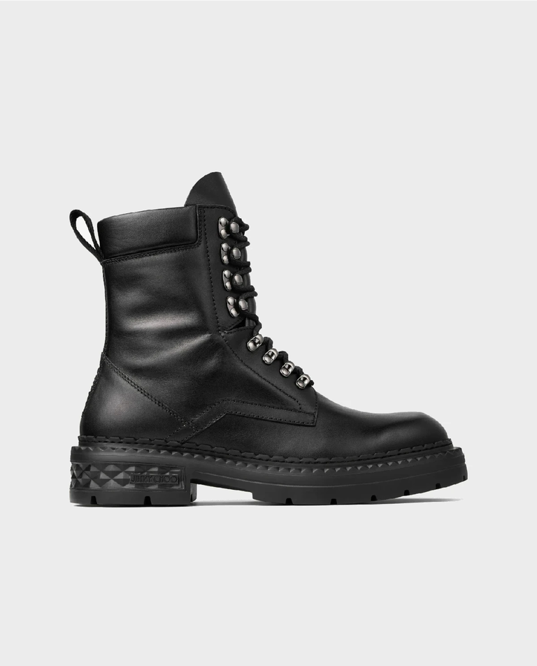 Czarne skórzane botki z logo