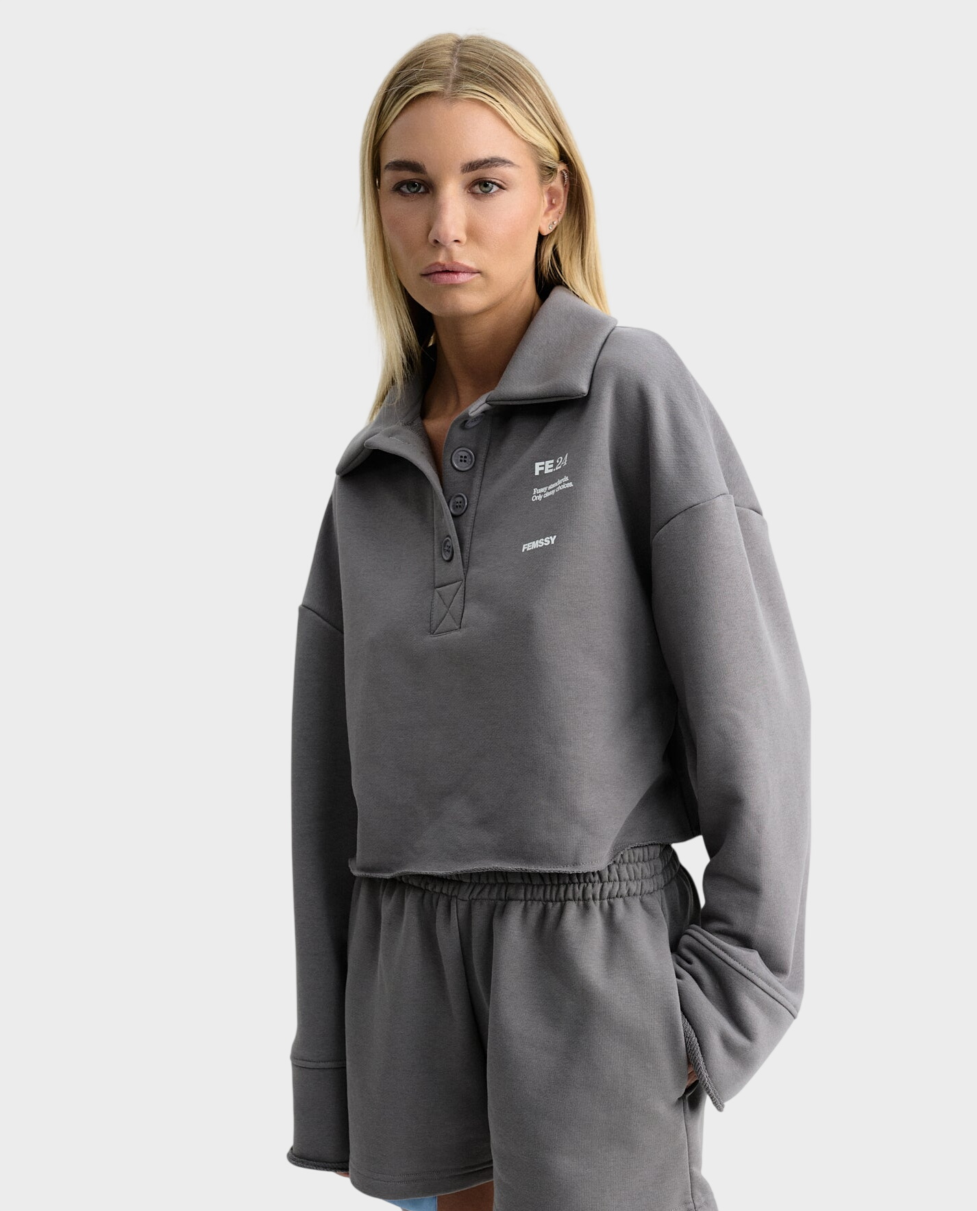 Szara bluza z kołnierzykiem - Image #0