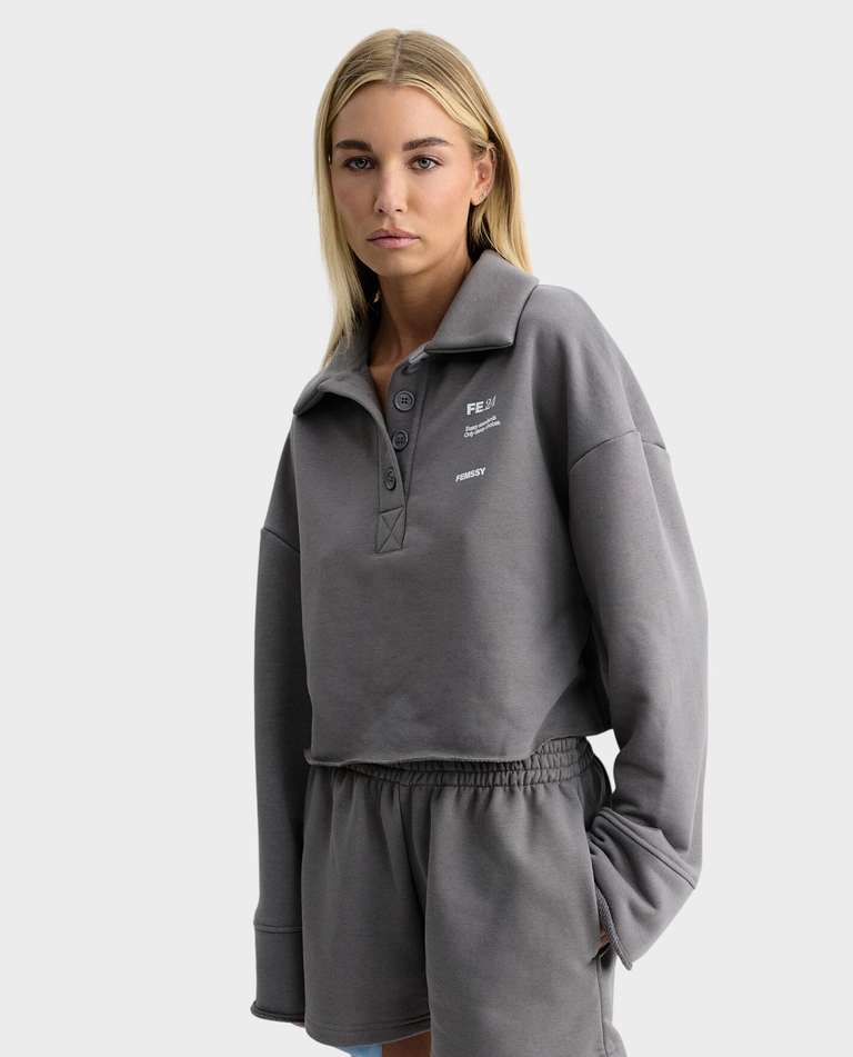 Szara bluza z kołnierzykiem