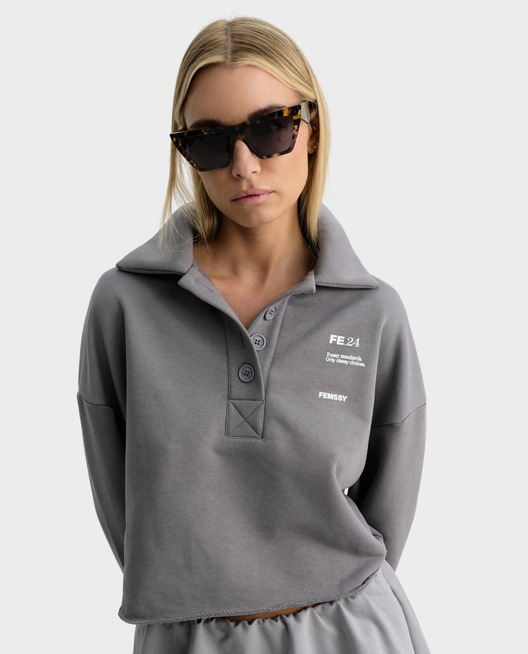 Szara bluza z kołnierzykiem - Image #2