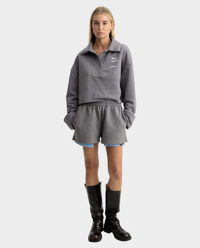 Szara bluza z kołnierzykiem