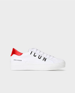 Skórzane białe trampki z logo - Image #0