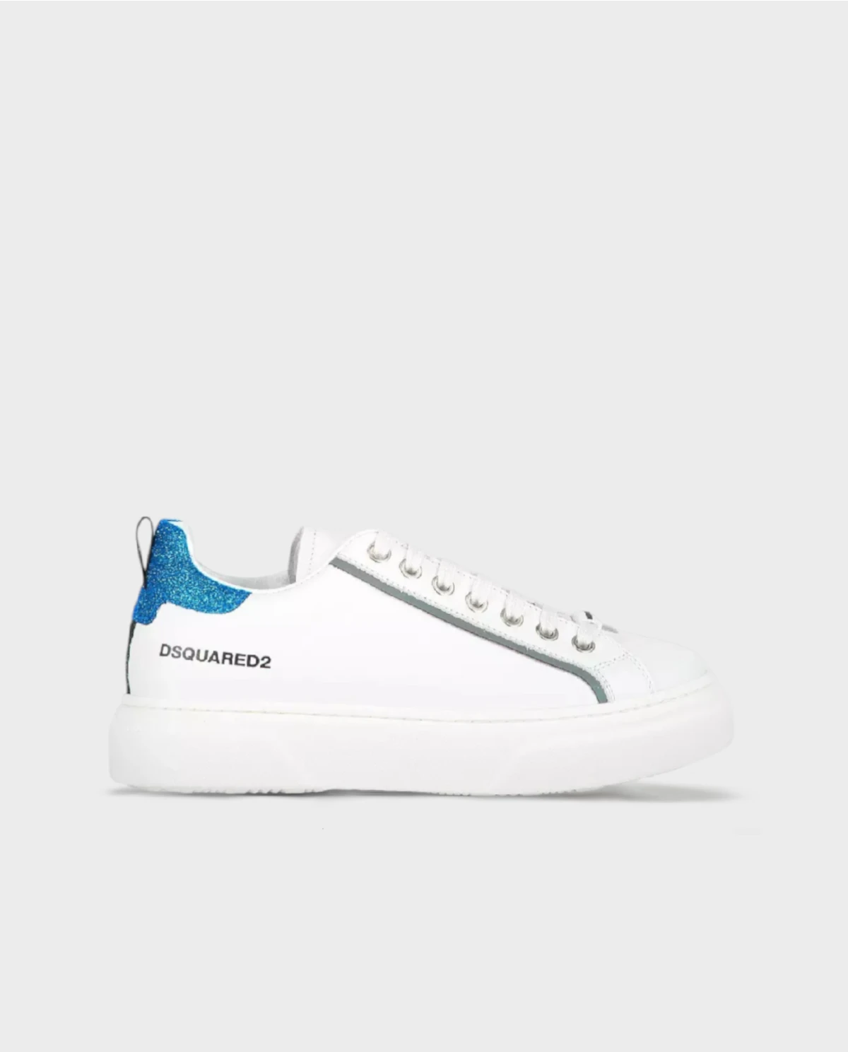 Skórzane trampki z brokatowym elementem - Image #0