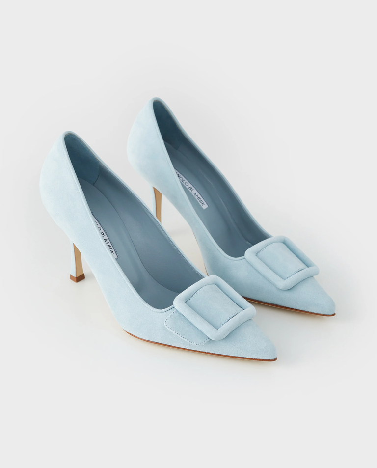 Jasnoniebieskie zamszowe szpilki Maysale 90 - Image #2