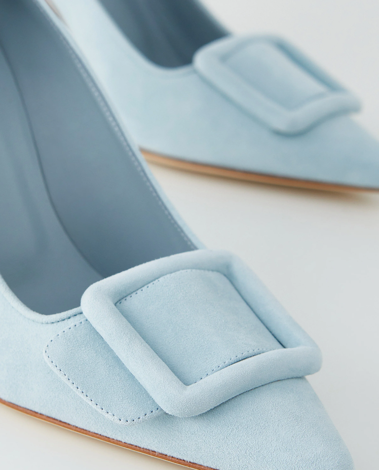 Jasnoniebieskie zamszowe szpilki Maysale 90 - Image #4