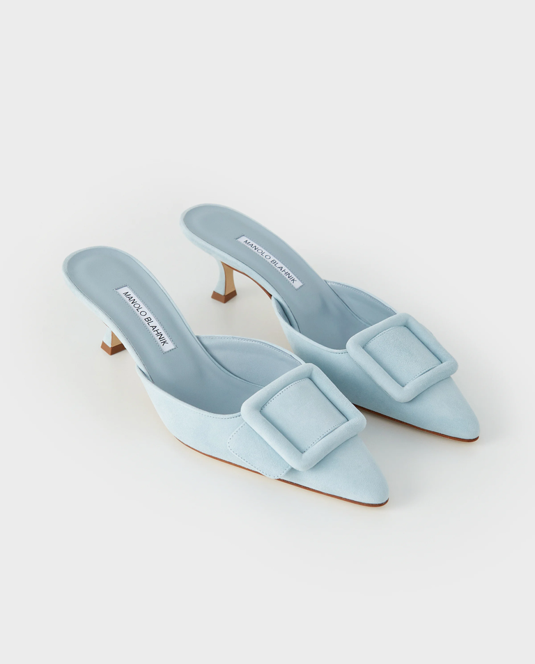 Jasnoniebieskie mule na szpilce Maysale 50 - Image #2