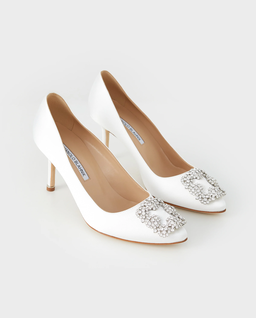 Kremowe satynowe szpilki Hangisi 70 - Image #2