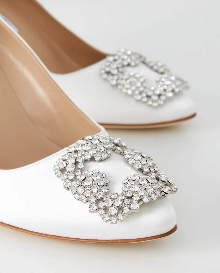 Kremowe satynowe szpilki Hangisi 70 - Image #4