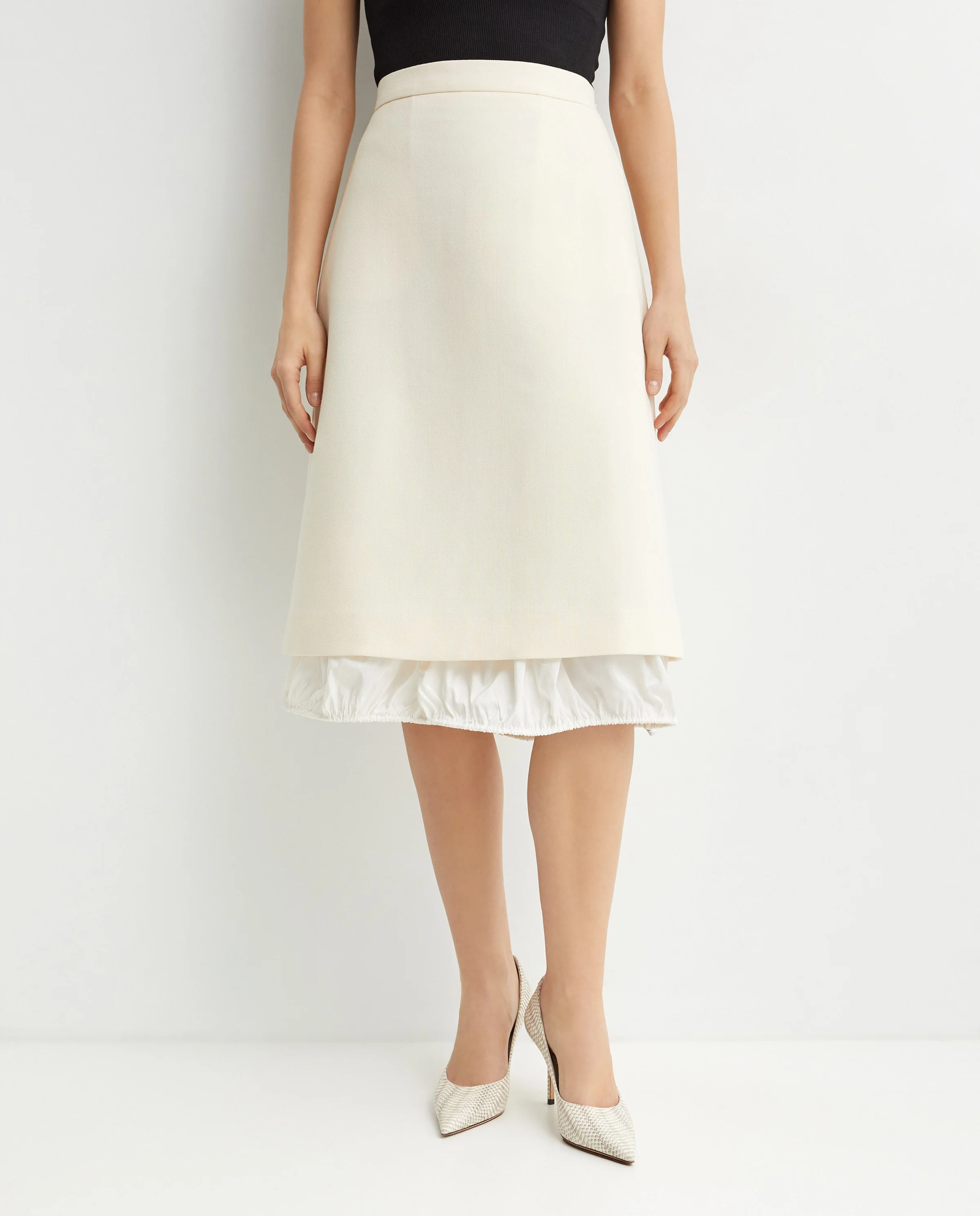 Dwustronna kremowa spódnica midi - Image #0