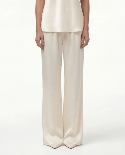 Kremowe spodnie z jedwabiu Flow