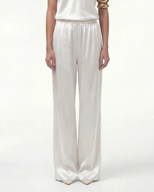 Białe spodnie z jedwabiu Flow